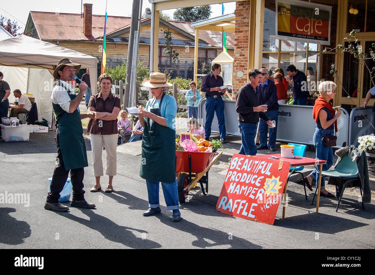 Grovery Hampler Raffle Food hamper raffle at weekend market in small rural town Talbot ...