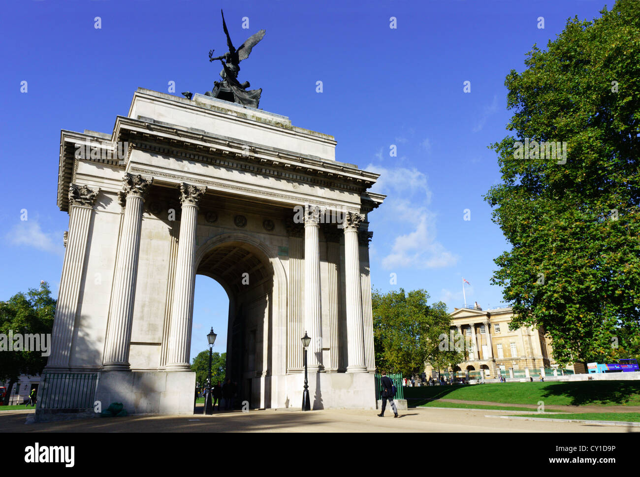 The Wellington Arch at Hyde Park Corner, London. Stock Photo
