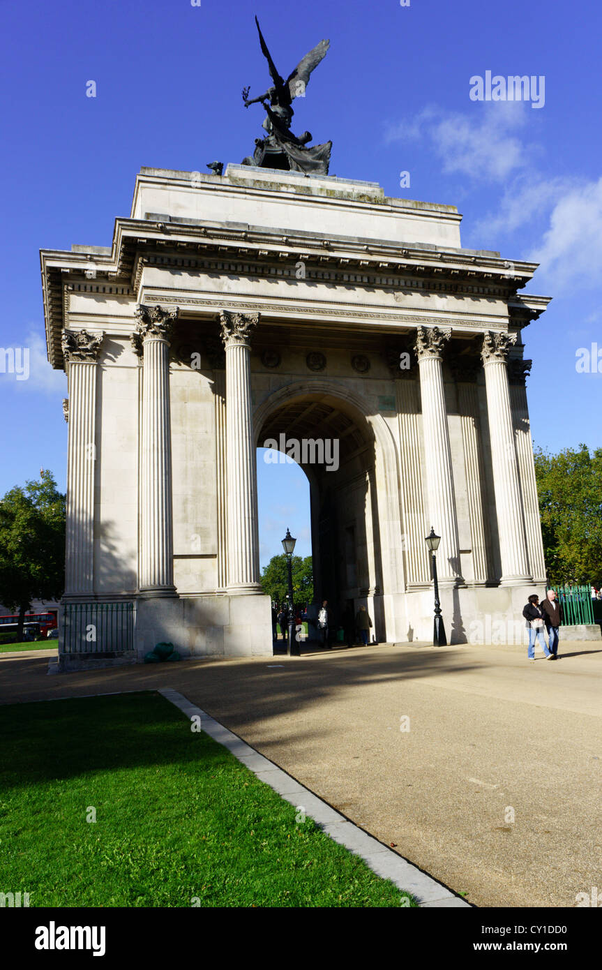 Constitution Arch, or Wellington Arch, at Hyde Park Corner, London. Stock Photo