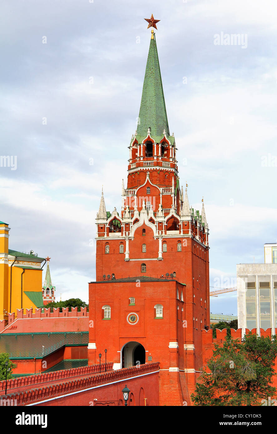 Troitskaya Tower of Moscow Kremlin, Russia Stock Photo