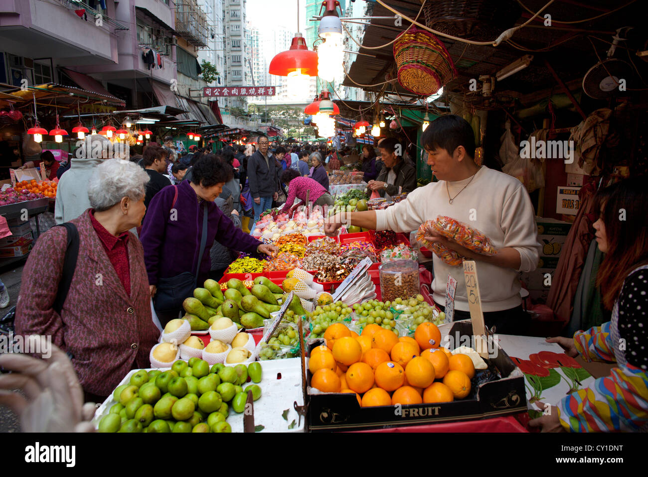 fruit and vegetable market in Hongkong, China Stock Photo