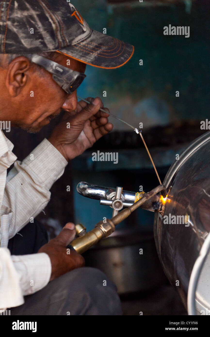 Welder in Varanasi, India Stock Photo Alamy