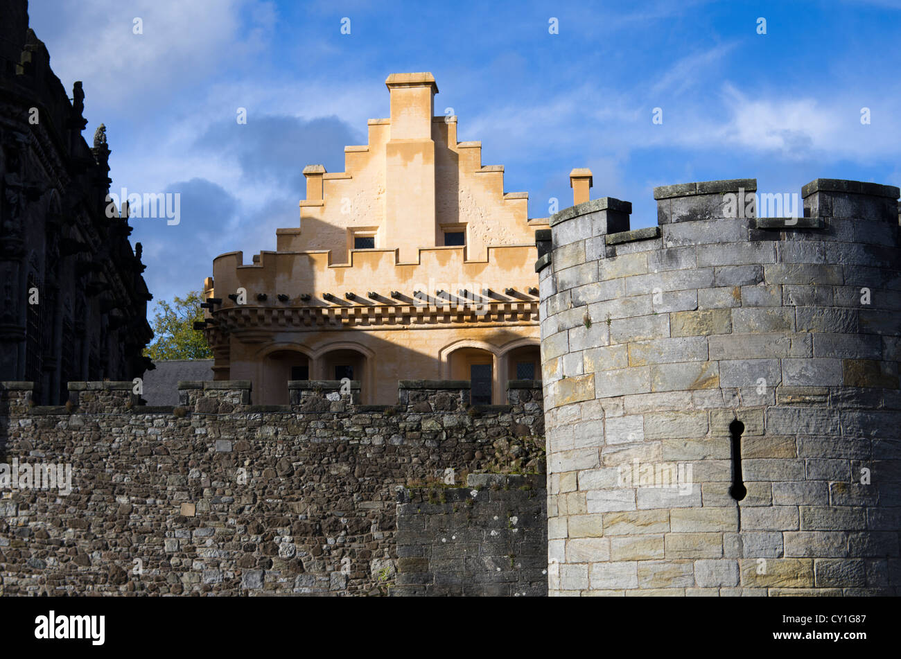 View of part of the Inner Gate and the Great Hall at Stirling Castle, Scotland Stock Photo