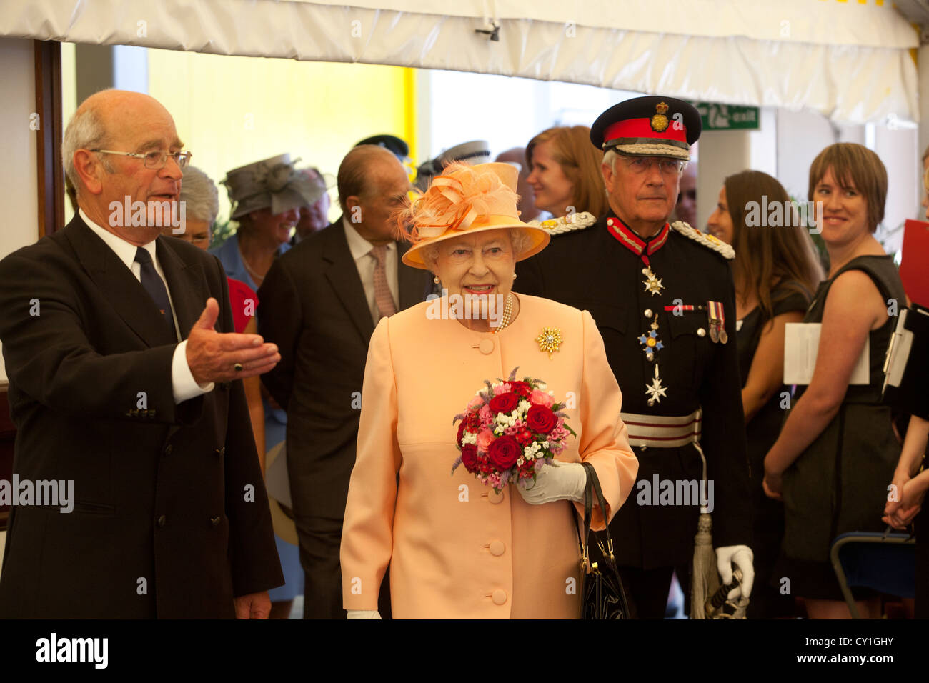 Her Majesty, Queen Elizabeth,2, II,the ,second, Jubilee, visit to, Cowes, Isle of Wight ,England, to open new ,RNLI  inshore ,lifeboat ,station, Stock Photo
