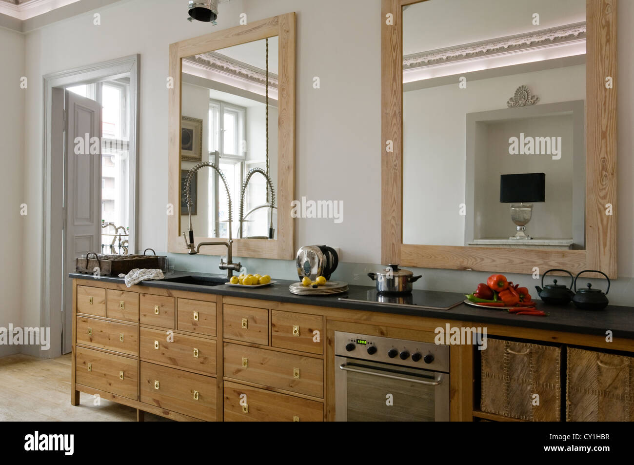 19th century Warsaw mansion block apartment Stock Photo