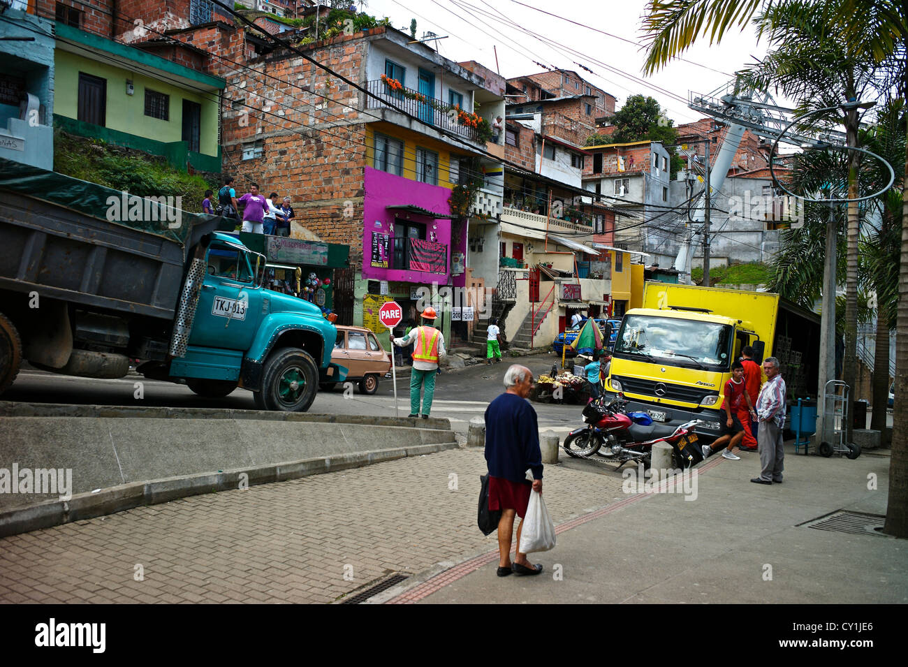 The hillside community of Santo Domingo in Medellin, also known as Comunas. Stock Photo