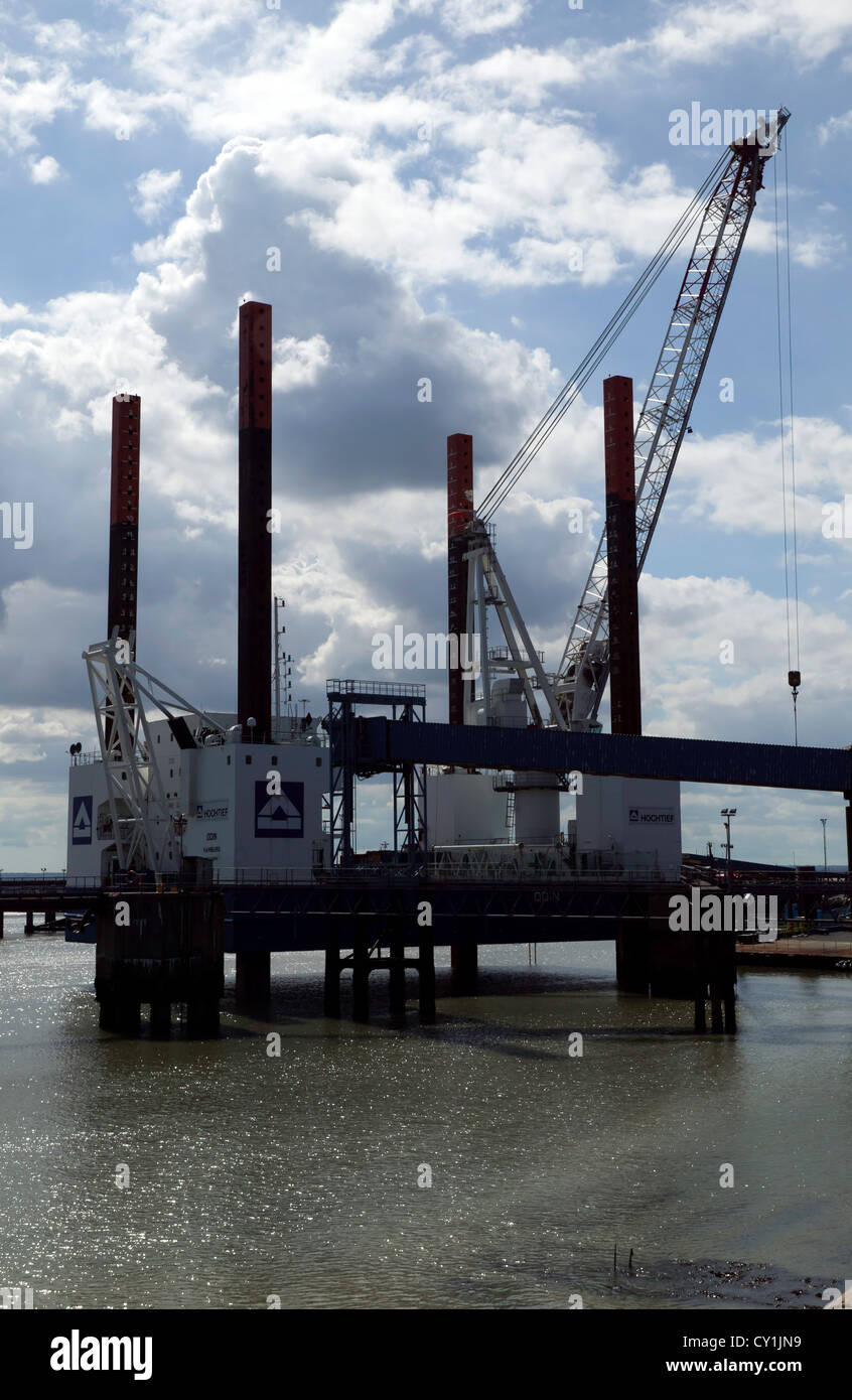 The heavy-lift jack-up vessel Odin, comissioned by Hochtief. at ...