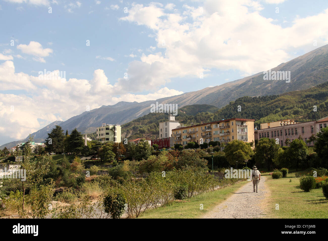 The Albanian Town of Permeti Stock Photo