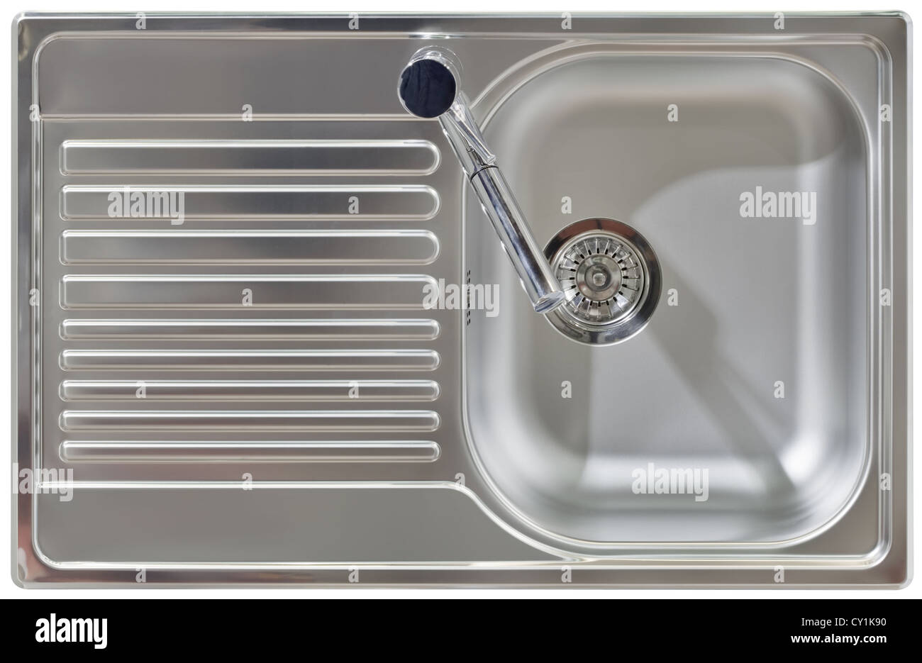 Stainless Water Tap and Wash Sink Isolated with Clipping path Stock Photo