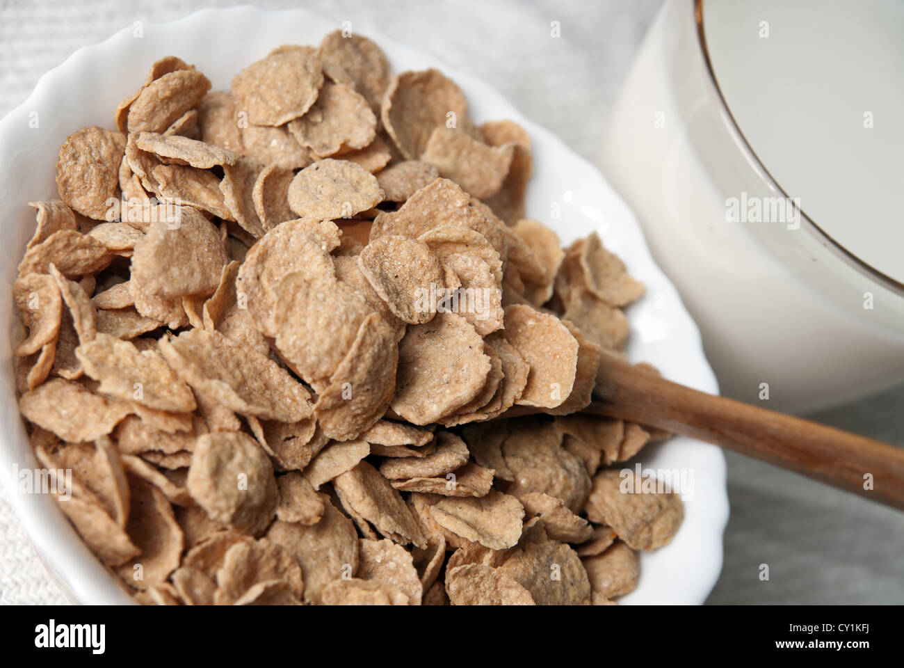 cornflakes and milk close up photo Stock Photo Alamy