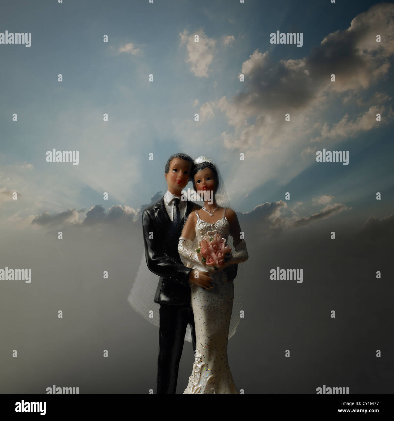 African American Black Bride And Bridegroom Wedding Cake Topper