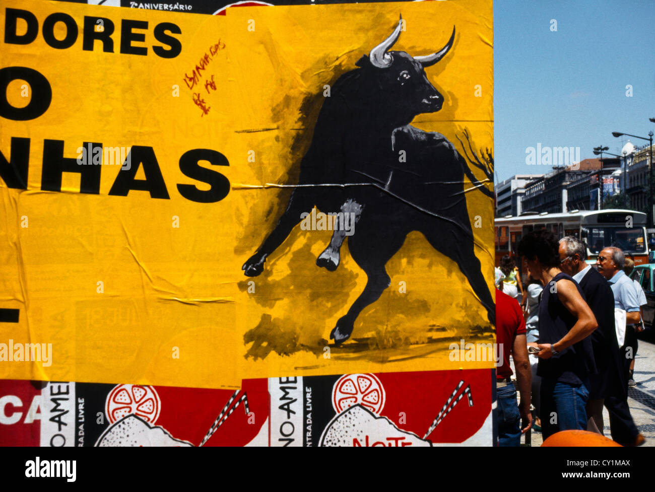 Caiscais Portugal Poster Of Bull Fight Stock Photo