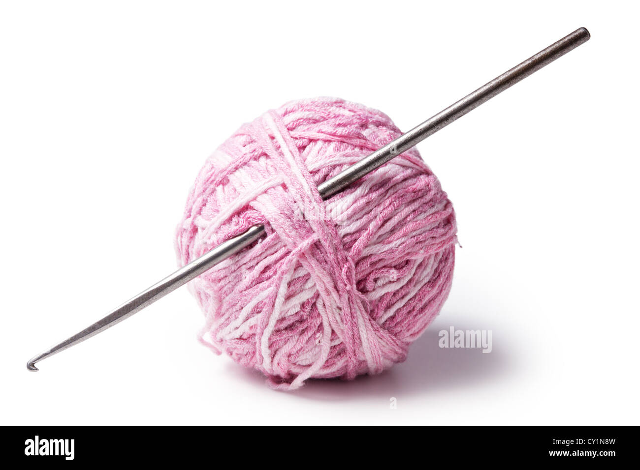 a ball of yarn with crochet isolated on white background Stock Photo ...