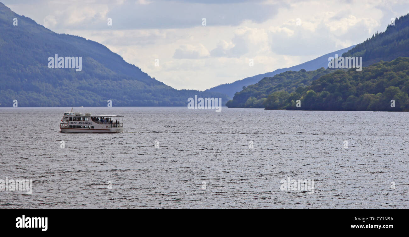 A pleasure cruise boat on Loch Lomond, Scotland UK Stock Photo