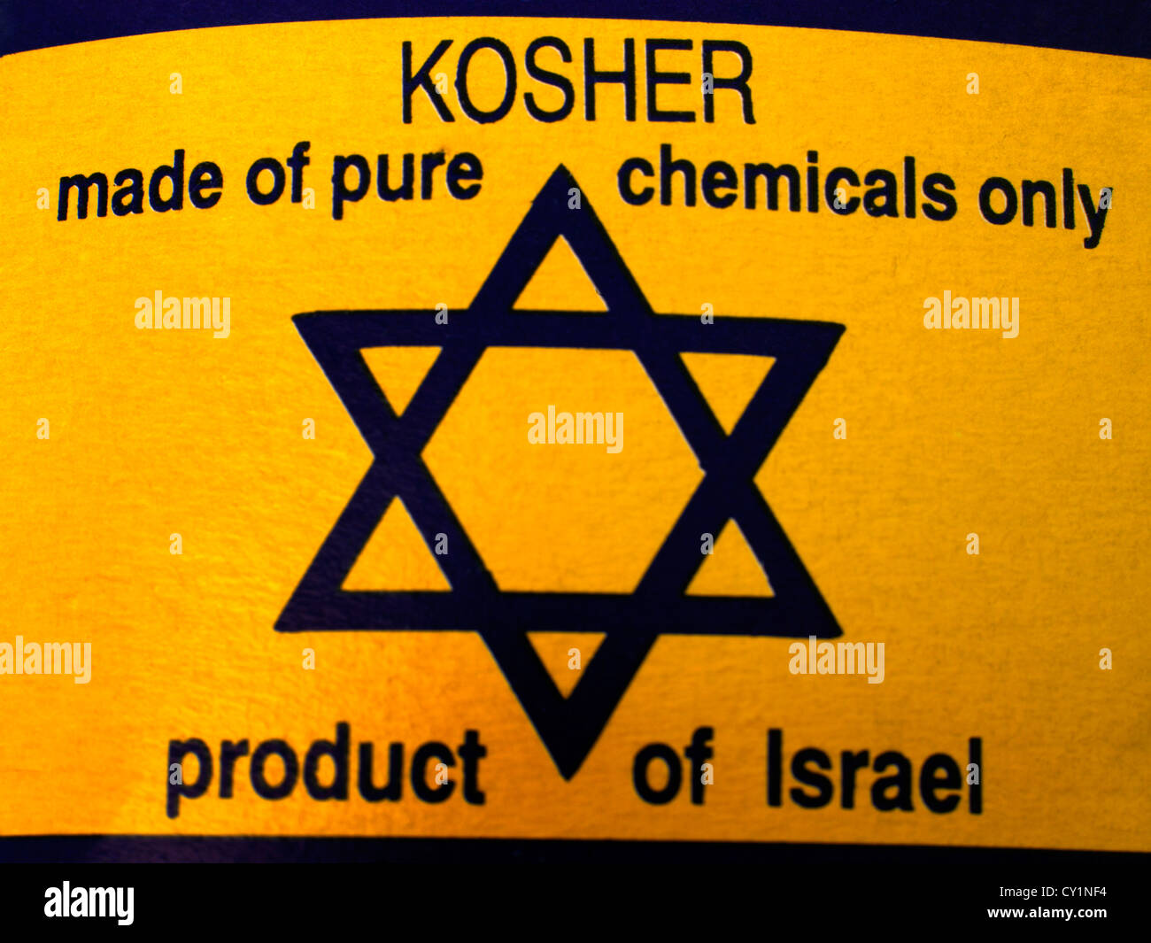 Star of David and Kosher Sign on Rememberance Candle Packet Stock Photo