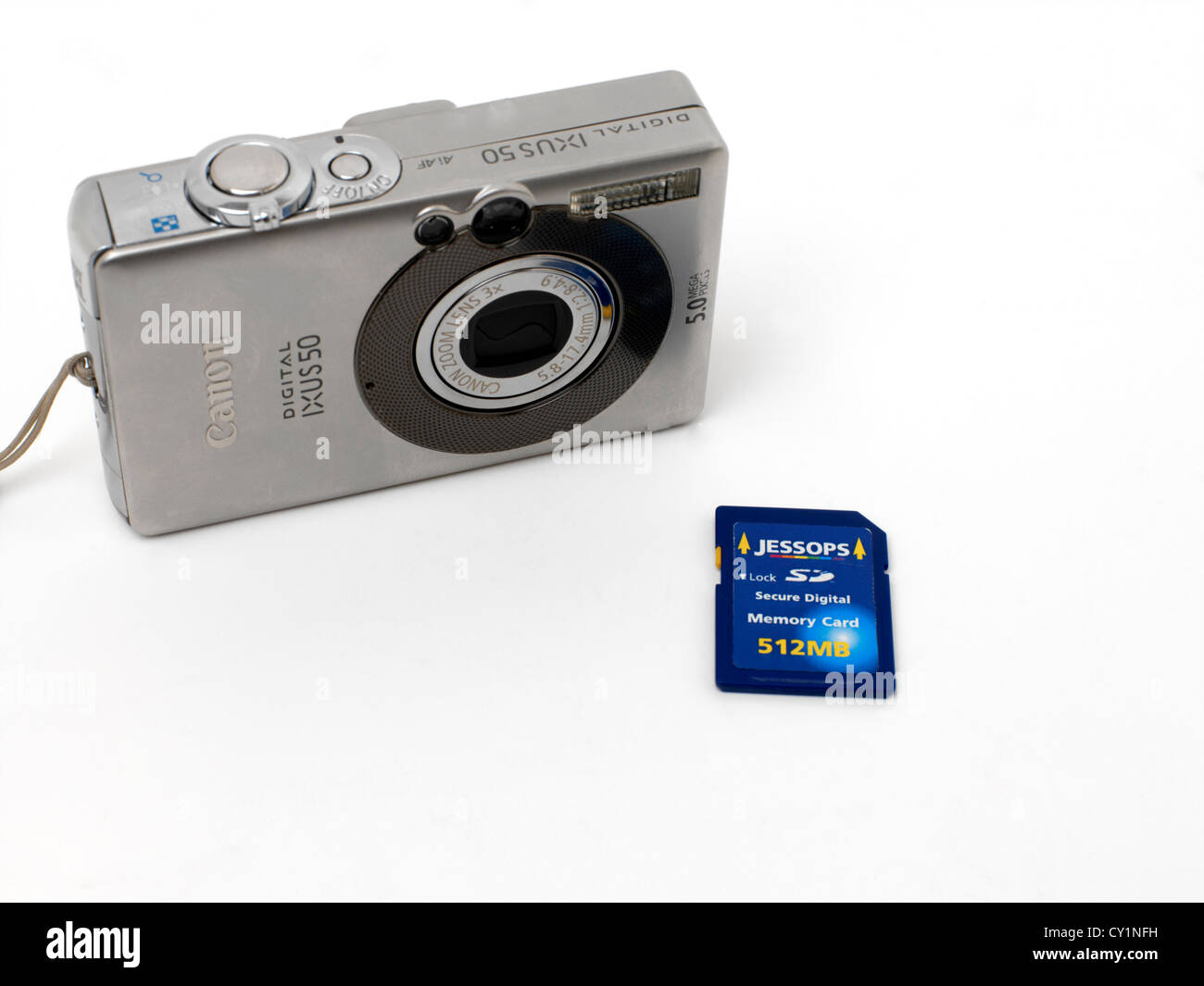 Canon Ixus 50 Digital Camera with Secure Digital Memory Card 512mb Stock Photo