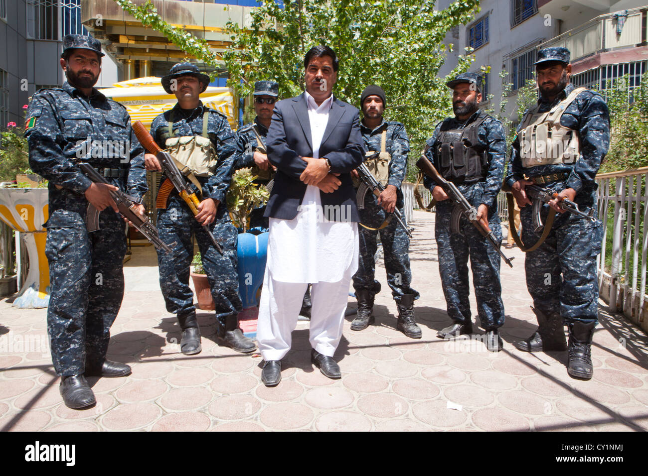 security protection around a living quarter in Kabul, Afghanistan Stock Photo