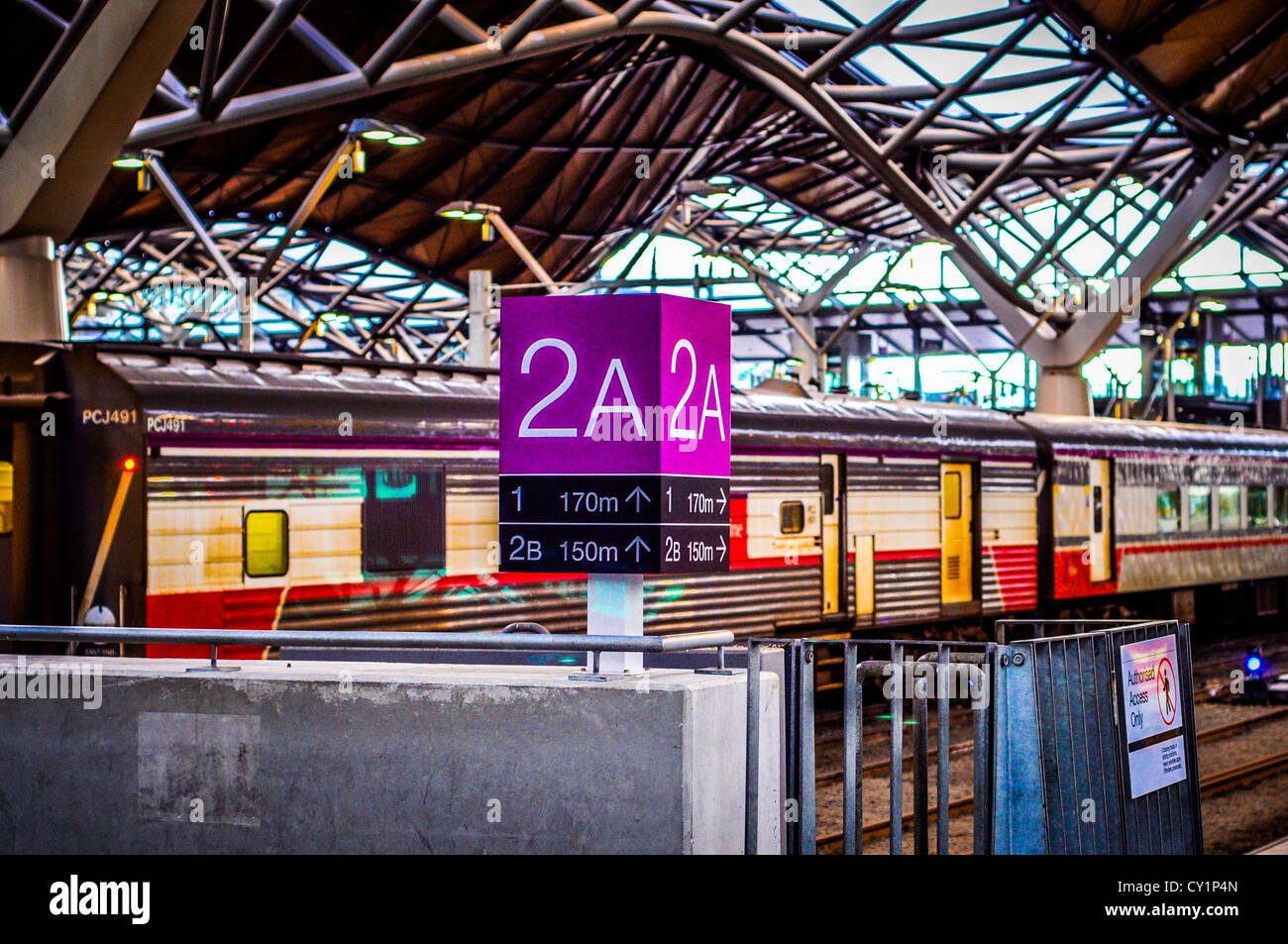Platform 2A & undulating contemporary roofline of Southern Cross Station in Melbourne, Australia