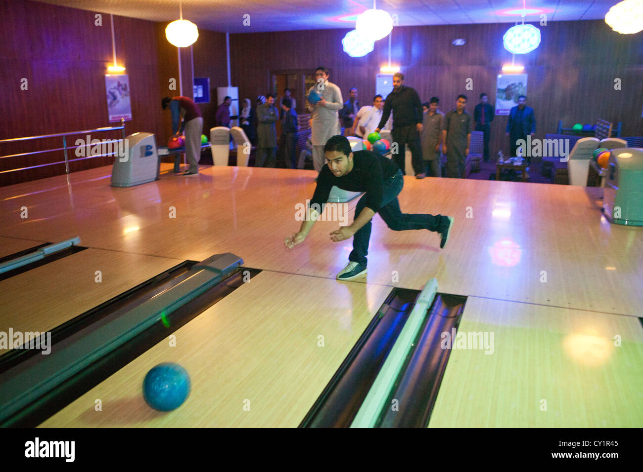 'strikers' is the first and only bowling alley in afghanistan Stock Photo Alamy