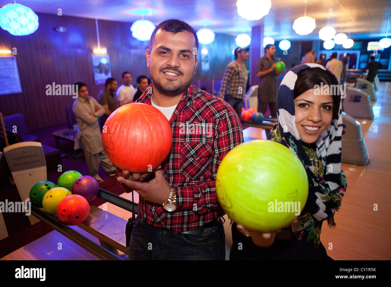 'strikers' is the first and only bowling alley in afghanistan Stock Photo Alamy