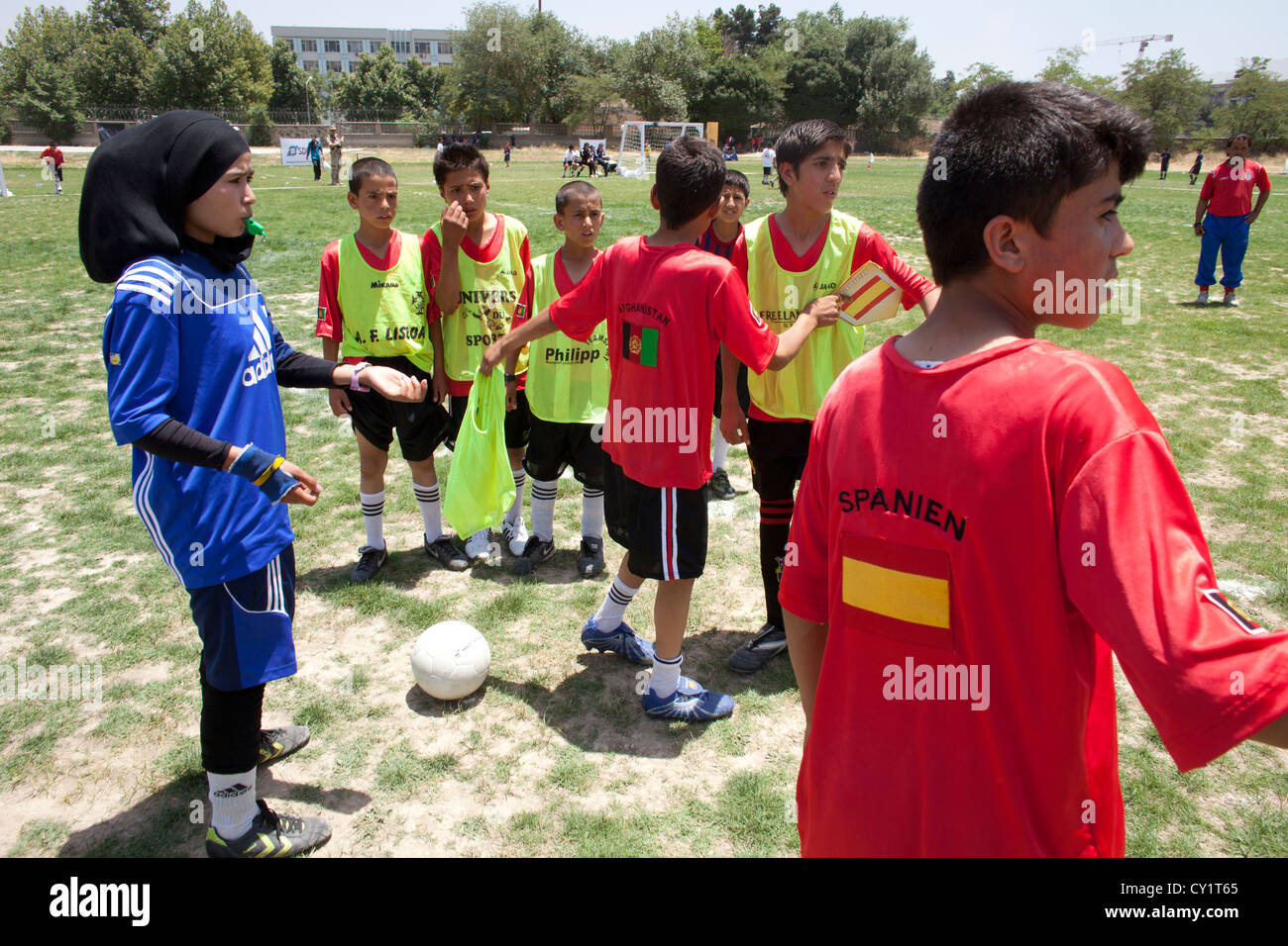 girl player field world cup boys sport kabul. germ Stock Photo