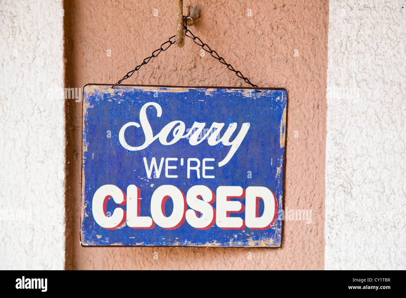Vintage metal closed sign Stock Photo