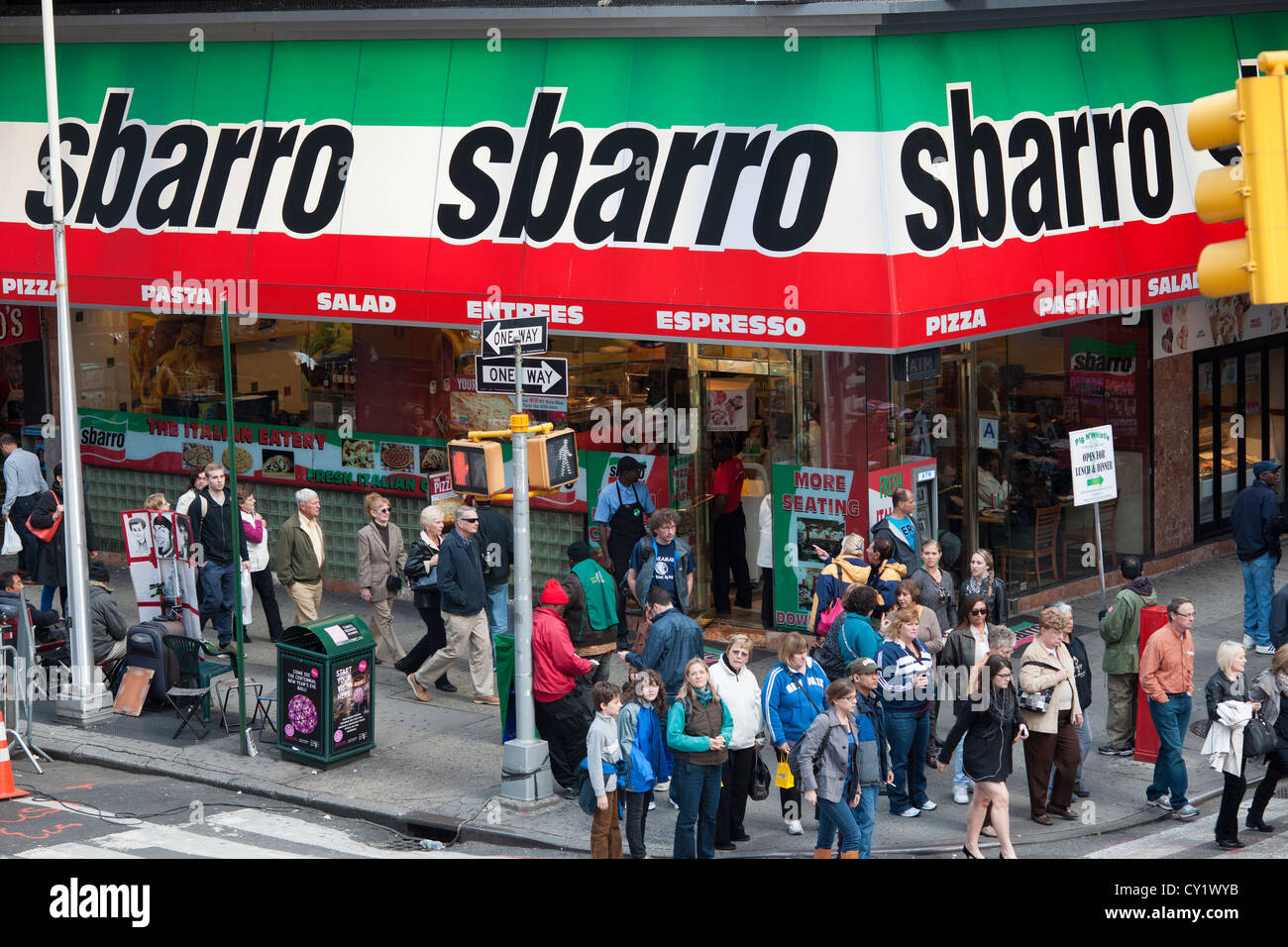 A Sbarro restaurant in Times Square in New York Stock Photo