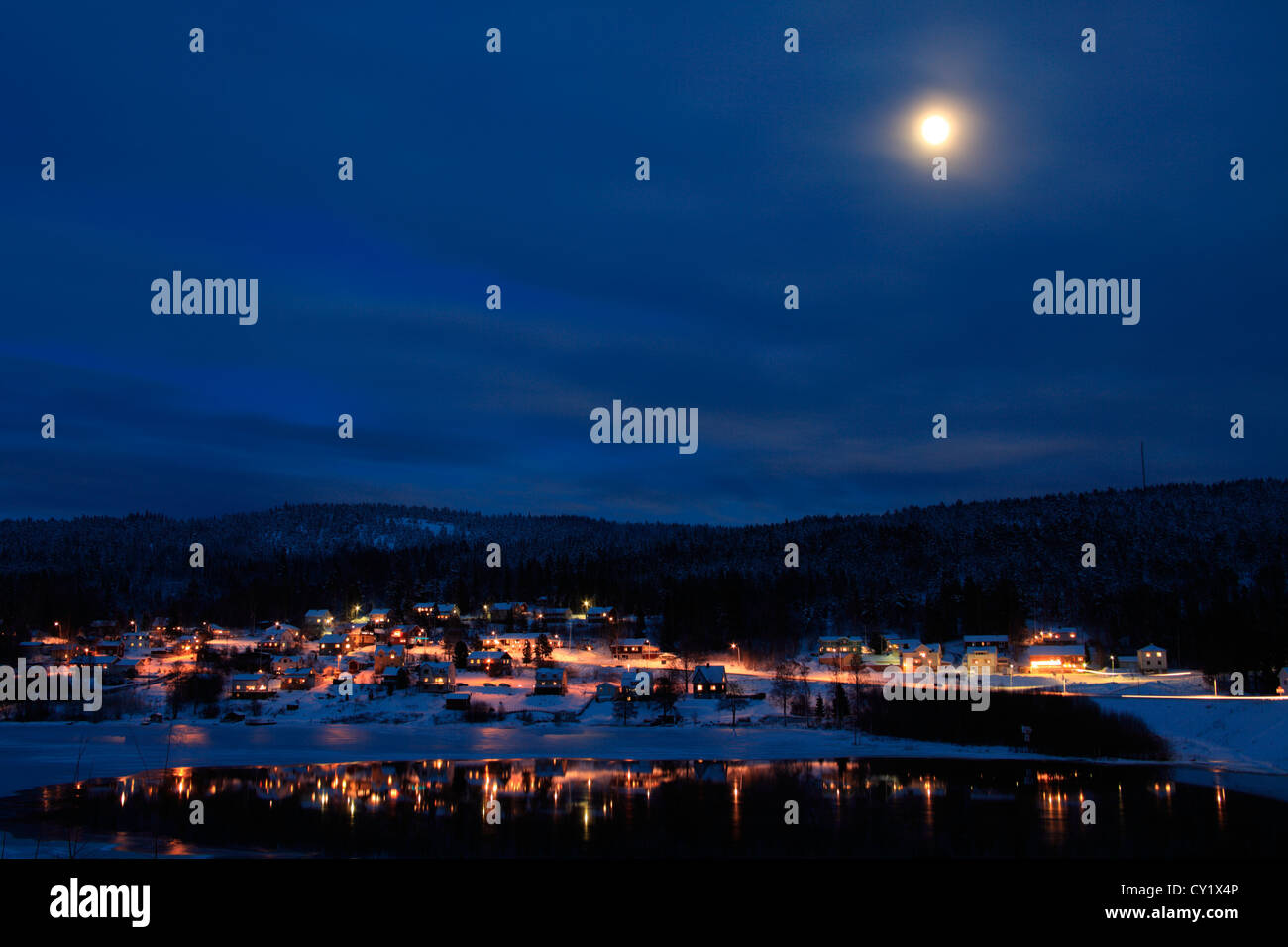 There are lights in every window in this Swedish village at Christmas