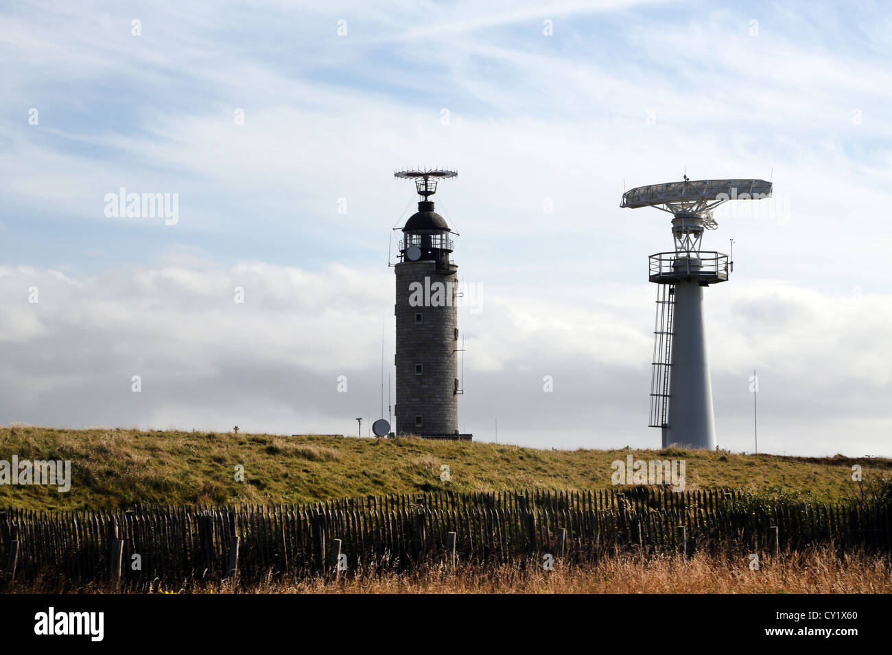 Cap Gris Nez Cote d'opale Pas de Calais France Lighthouse And Radar Tower Stock Photo