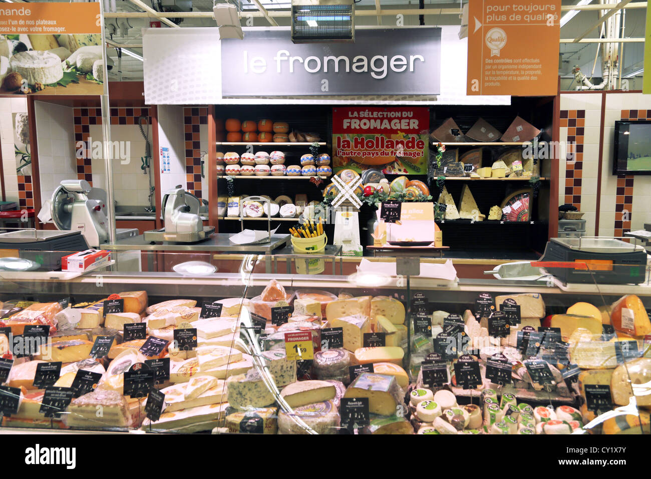 Calais France Cite Europe Carrefour Cheese Counter Stock Photo Alamy