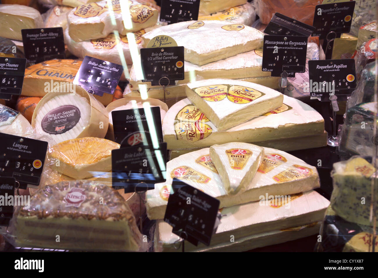 Calais France Cite Europe Carrefour Cheese Counter Stock Photo Alamy