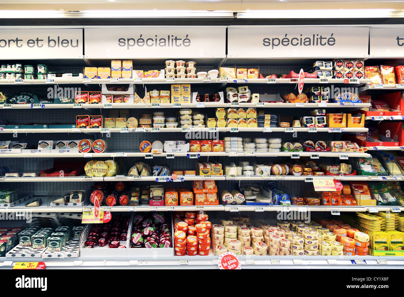 Calais France Cite Europe Carrefour A Variety Of Cheese On Shelves