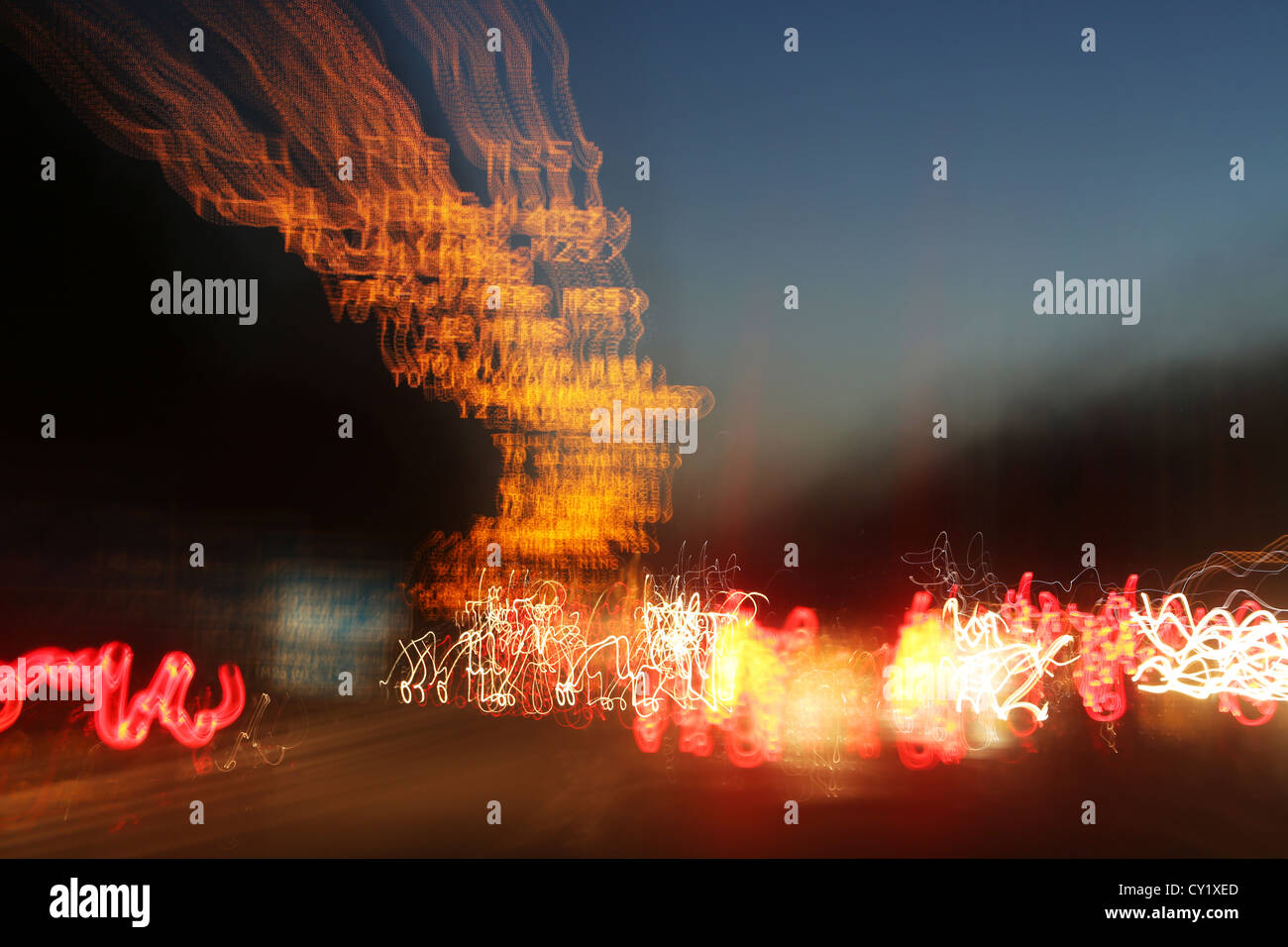 Abstract Lights On Motorway At Night England Stock Photo Alamy
