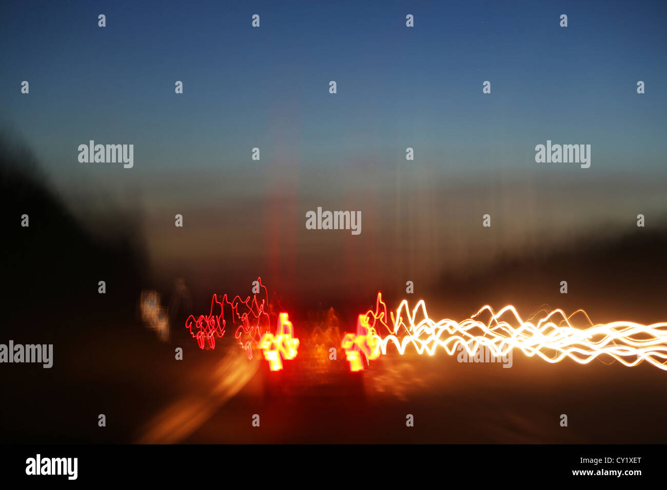 Abstract Lights On Motorway At Night England Stock Photo Alamy