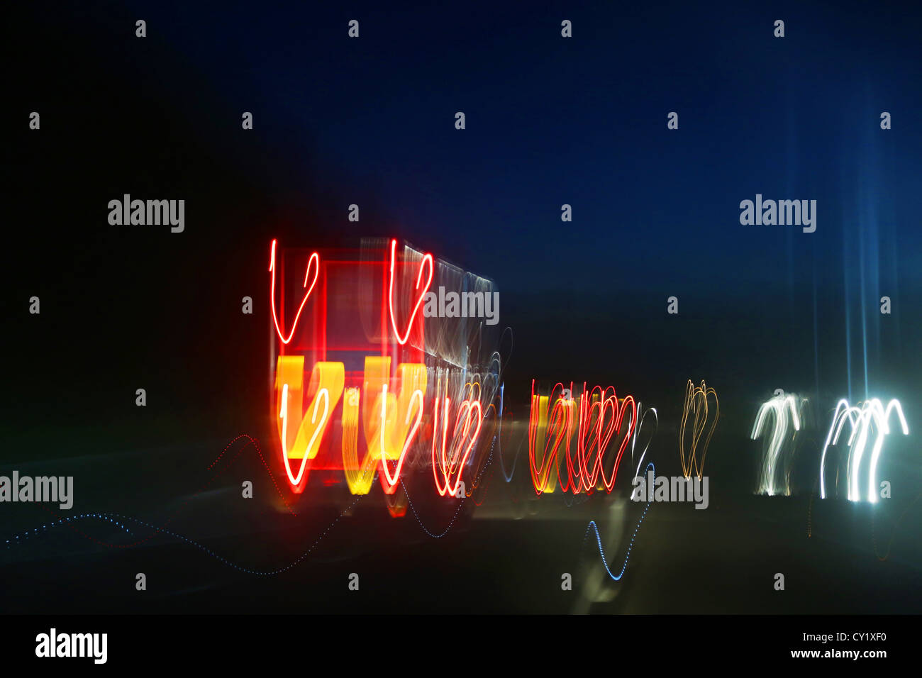 Abstract Lights On Motorway At Night England Stock Photo Alamy