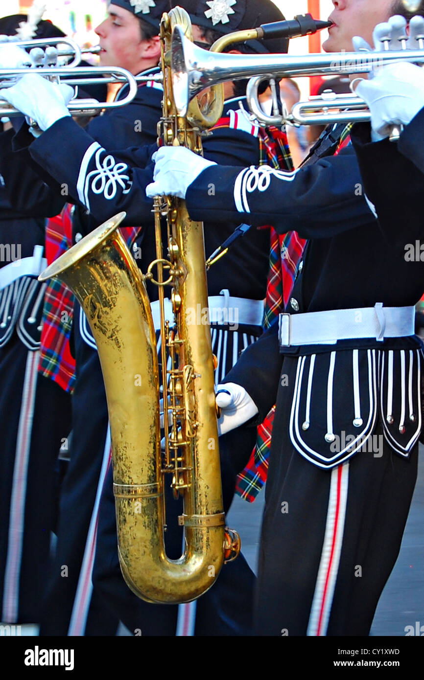 High school marching band saxophone hires stock photography and images