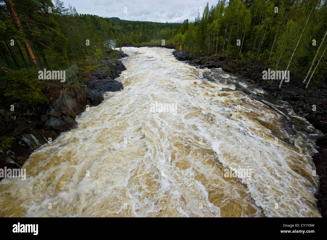 Skellefte River (Swedish: Skellefteälven or Skellefte älv) in northern Sweden, one of the major Norrland rivers. Stock Photo