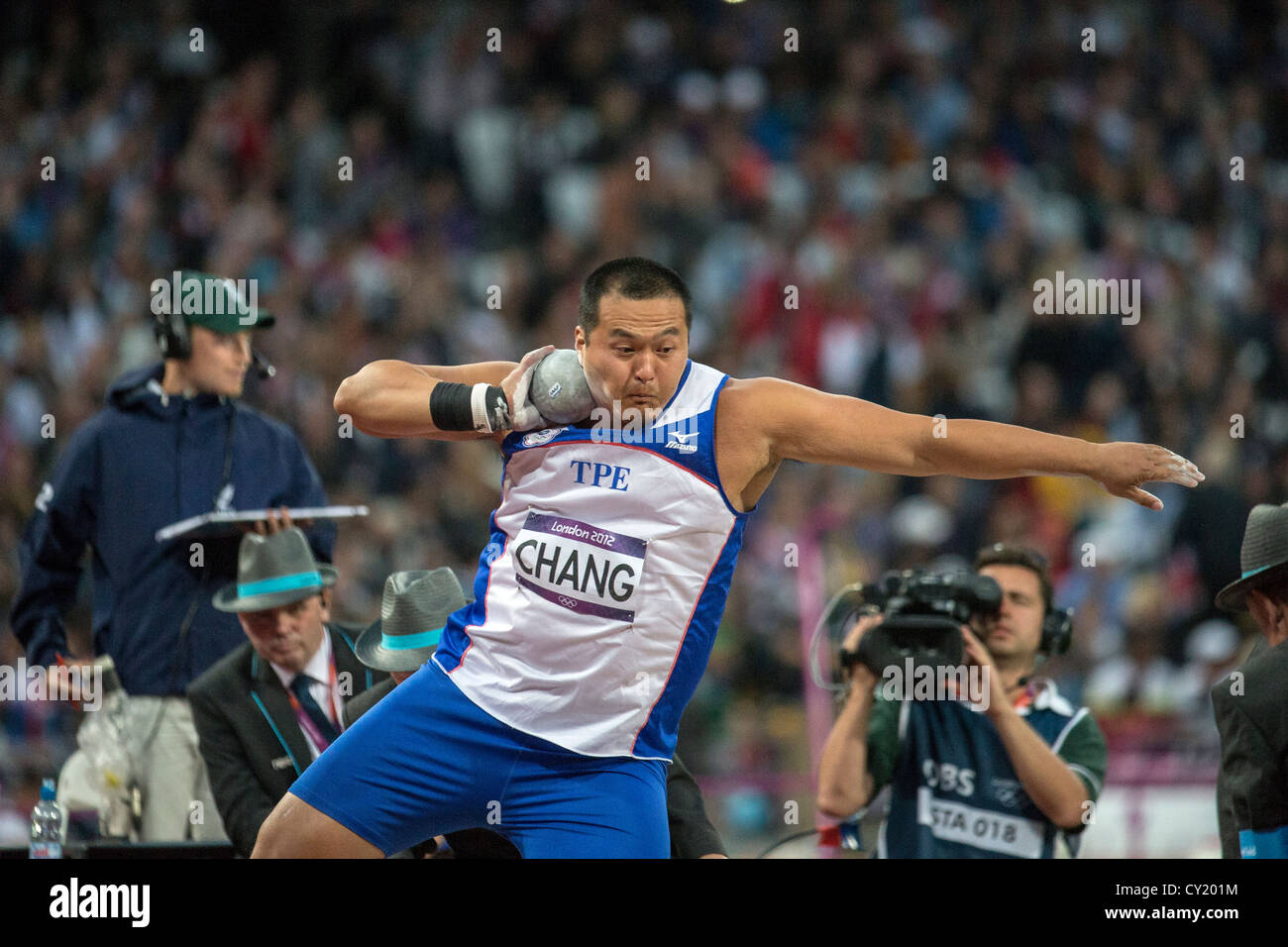Ming-Huang Chang (TPE) competing in the men's shot put at the Olympic Summer Games, London 2012 Stock Photo