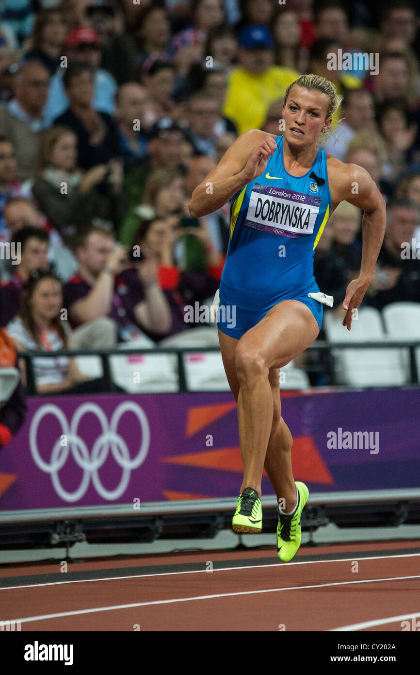 Natallia Dobrynska (UKR) competing in the women's heptatholan 200m in ...