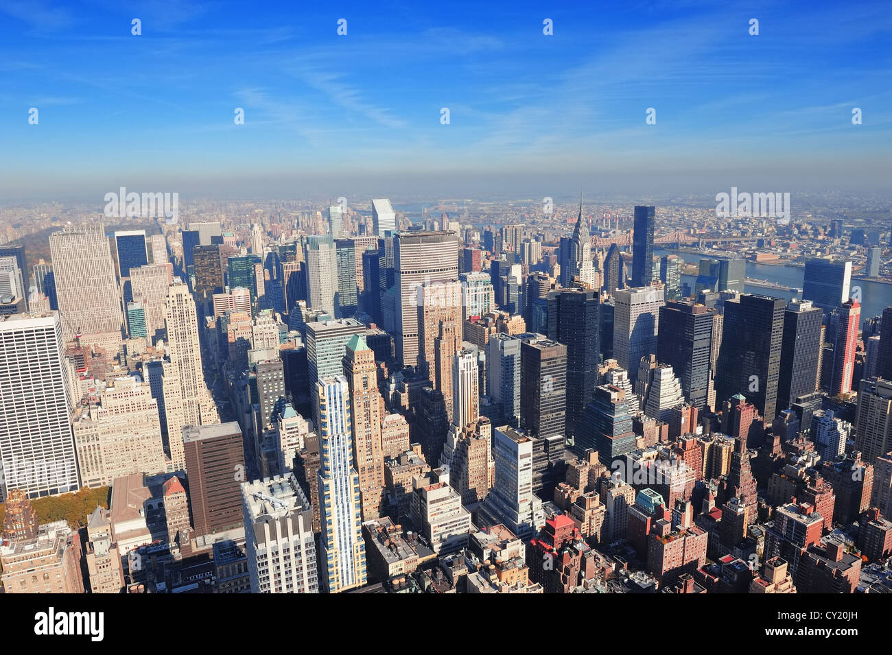 New York City skyscrapers in midtown Manhattan aerial panorama view in ...