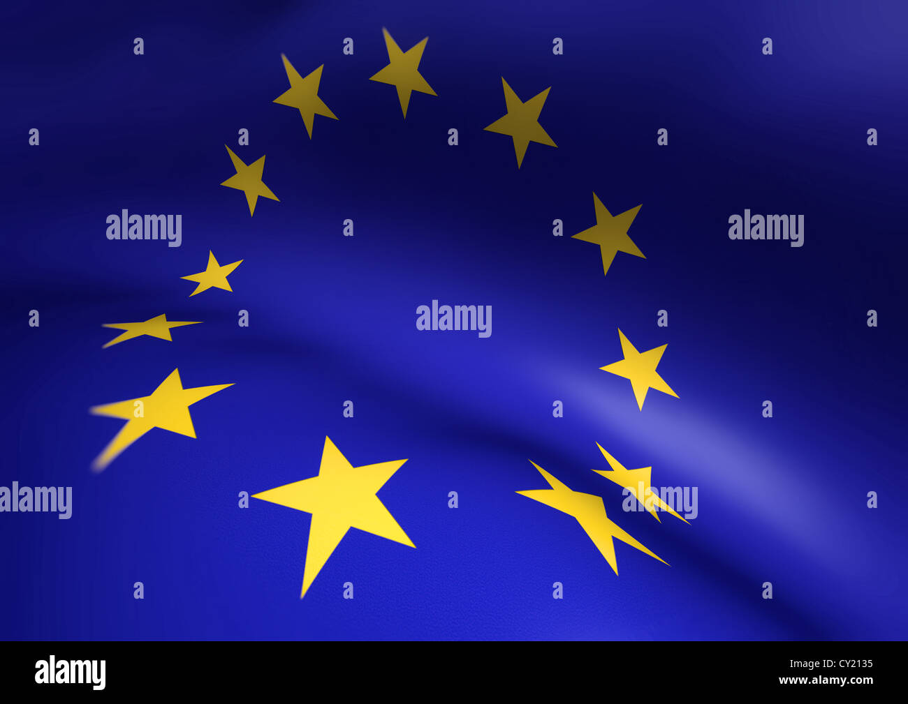European Union EU Flag Waving Illustration Stock Photo