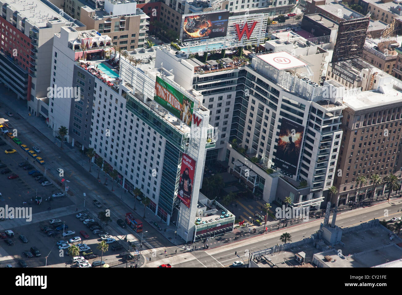 W Hotel on Hollywood Boulevarde's Walk of Fame. Stock Photo