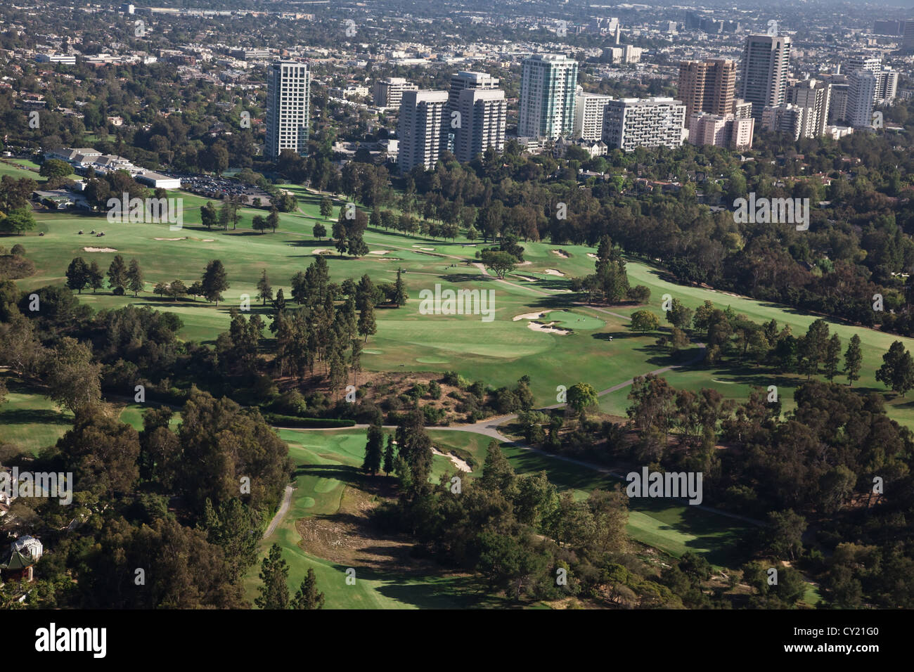 Views over the golf course at the Los Angeles Country Club Stock Photo