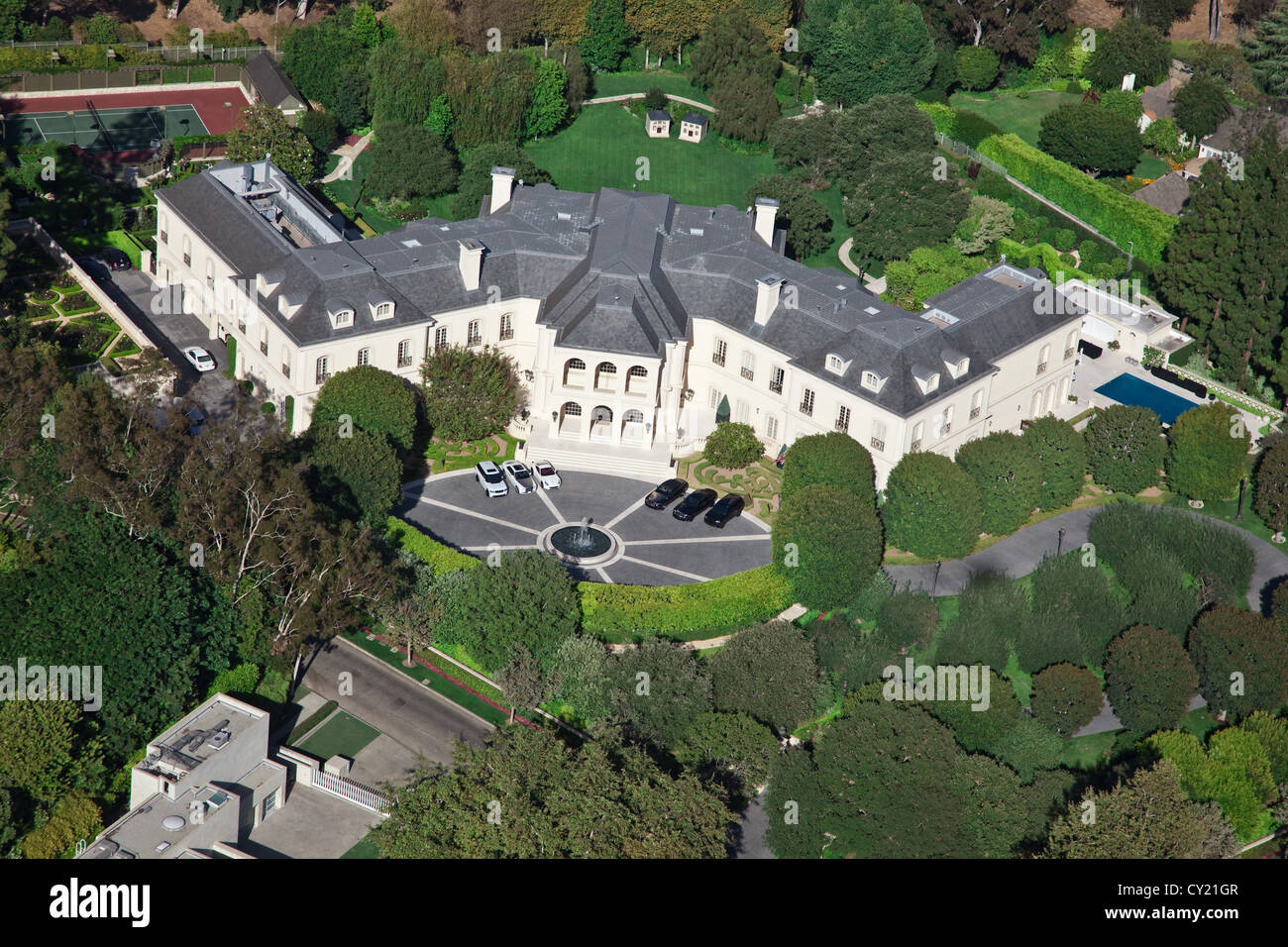 Châteauesque, Aaron Spelling's former luxury mansion in Los Angeles. Stock Photo