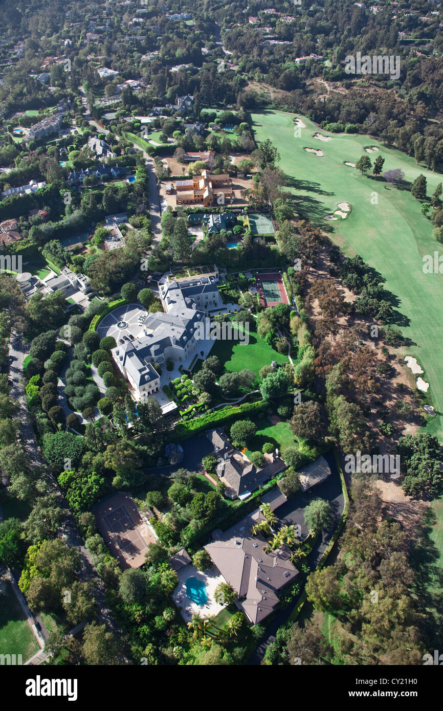 Châteauesque,, Aaron Spelling's former luxury home in Beverly Hills, LA. Stock Photo