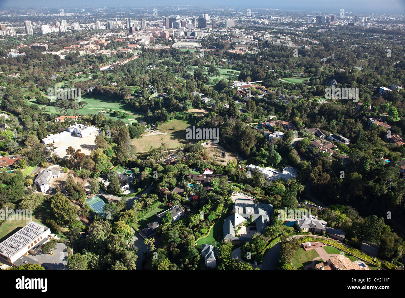 Luxurious homes in the Holmy HIlls district of Los Angeles, California. Stock Photo