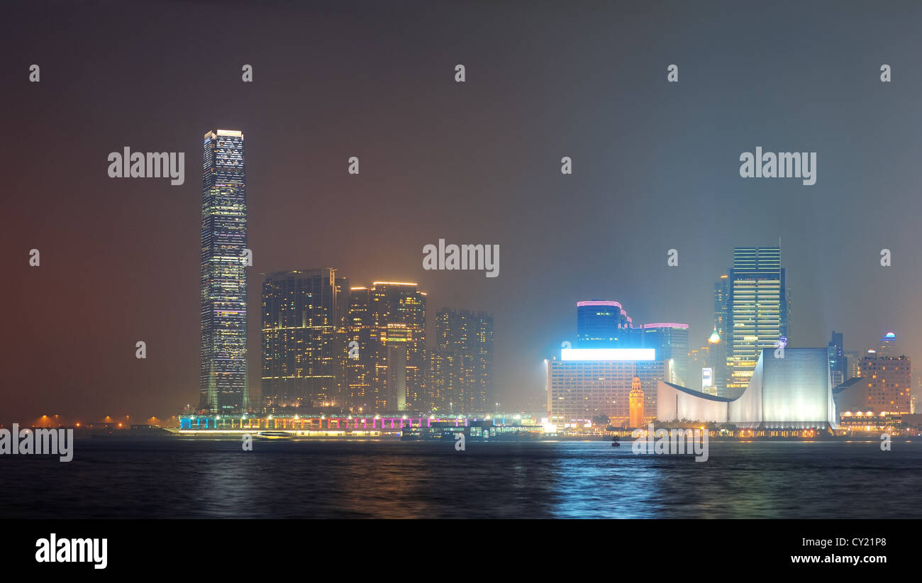 Hong Kong urban skyline panorama at night Stock Photo - Alamy
