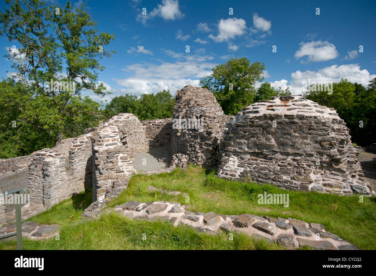 Dolforwyn Castle, recently excavated ruins in Powys, Montgomeryshire. Mid Wales.  SC0 8704 Stock Photo