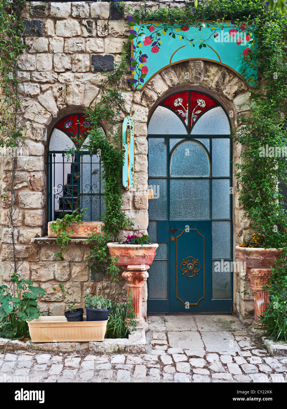 Old house door and window Stock Photo - Alamy