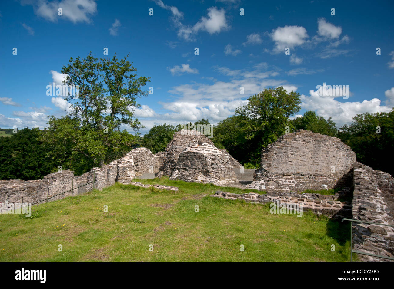 Dolforwyn Castle, recently excavated ruins in Powys, Montgomeryshire. Mid Wales   SCO 8713 Stock Photo